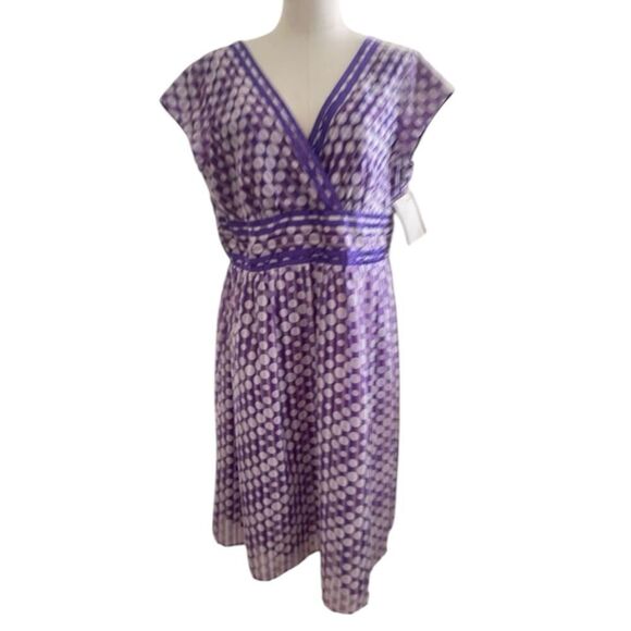 Coldwater Creek Dresses & Skirts - Coldwater Creek Purple Dots Cap Sleeve Party Dress fairy Size 14